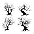 Halloween tree set. Vector Set of Silhouettes of Trees Royalty Free Stock Photo