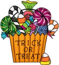 Halloween trick or treat bag filled with candies