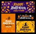 Halloween, trick or treat banner. Holiday symbol, greeting card. Lettering vector illustration Royalty Free Stock Photo