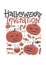 Halloween trick or treat promo poster flat vector template. October holiday celebration invitation flyer, brochure Royalty Free Stock Photo