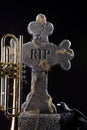 Halloween Trumpet Grave Crow Royalty Free Stock Photo