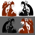 Halloween, Two witches silhouette, on white background. Royalty Free Stock Photo