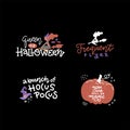 Halloween typography, lettering set. Banner design, fabric print. Horror elements with funny text - Queen of halloween. frequent