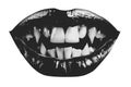 Halloween vampire dracula mouth with sharp teeth. Trendy grunge collage element Royalty Free Stock Photo