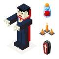 Halloween Vampire Icons Set Coffin Blood Elixir