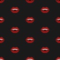 Halloween.Vampire Mouth. Vector illustration. Seamless pattern. Flat.