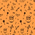 Halloween magik orangepumpkin festive pattern. Royalty Free Stock Photo