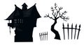 Halloween vector art of horror tree, house and gate .Halloween illustrations