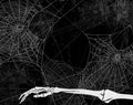 Halloween vector background with spider web and skeleton Royalty Free Stock Photo