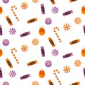 Halloween vector candy sweet seamless pattern.