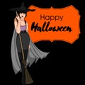 Halloween Vector Card with Witch