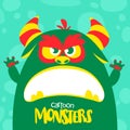 Halloween vector green and slimy monster with big teeth and mouth opened wide isolated Royalty Free Stock Photo