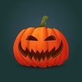 Scary smiling orange oval pumpkin.Halloween icon.