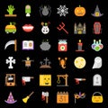 Halloween vector icon set elements, flat design Royalty Free Stock Photo