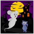 Cat scared by a ghost mouse Royalty Free Stock Photo