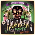 Halloween vector illustration - Dead Man arms from the ground with invitation to zombie party Royalty Free Stock Photo