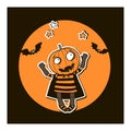 Halloween vector illustration with pumpkin.