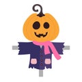 Halloween vector illustration of scarecrow isolated on white Royalty Free Stock Photo