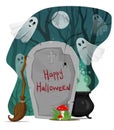 Halloween vector illustration. Scary creepy dark forest Royalty Free Stock Photo