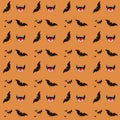 Halloween lunar festive seamless pattern background with hand drawing elements - bats, teeth, fangs, vampire. Vector