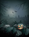 Halloween vector night scene Royalty Free Stock Photo