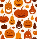 Halloween vector seamless pattern. Decorative background with funny drawing pumpkins. Cute silhouettes. Royalty Free Stock Photo