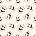 Halloween vector seamless pattern with scary pumpkin face. Grunge style texture Royalty Free Stock Photo