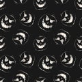 Halloween vector seamless pattern with scary pumpkin face. Grunge style texture Royalty Free Stock Photo