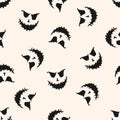 Halloween vector seamless pattern with scary pumpkin face, Jack o lantern Royalty Free Stock Photo