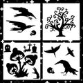 Halloween vector set with black silhouettes, vector illustration. Royalty Free Stock Photo