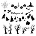 Halloween vector silhouettes set on white background Royalty Free Stock Photo