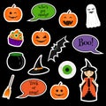 Halloween vector stickers isolated on black Royalty Free Stock Photo