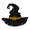 Halloween vector witch hat in cartoon style isolated on white background Royalty Free Stock Photo