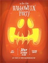 Halloween vertical background with cute orange pumpkin. Halloween party flyer or invitation template.