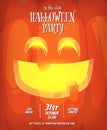 Halloween vertical background with cute orange pumpkin. Halloween party flyer or invitation template.