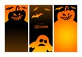 Halloween vertical banners. Jack olantern, pumpkin and bat. Mobile display, stories sale templates social media, with copy space. Royalty Free Stock Photo