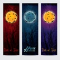 Halloween vertical banners set with moon