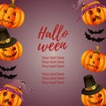 Halloween vertical border with funny pumpkin face Royalty Free Stock Photo