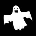 Halloween very scary white ghost design with an evil face on a black background. Ghost with abstract shape design. Halloween white