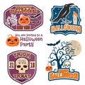 Halloween vintage badges, emblems or labels.