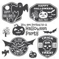 Halloween vintage badges, emblems or labels.