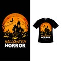 Halloween vintage T-shirt design with scary pumpkin lanterns. Halloween fashion wear design with pumpkin lanterns and haunted Royalty Free Stock Photo