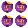 Halloween violet sale stickers set with witch 15%, 25%, 35%, 45% off