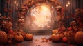 Halloween wall art - a pumpkins and leaves in a tunnel