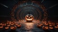 Halloween wall art - a pumpkins in a tunnel