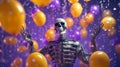 Halloween wall decoration  - a skeleton in front of balloons Royalty Free Stock Photo