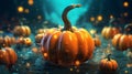 Halloween wall mural - a pumpkin with a stem on ice