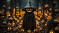 halloween wallpaper with evil pumpkins. Generative AI