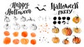 Halloween watercolor hand drawn artistic pumpkin and horror decoration elements on white background Royalty Free Stock Photo