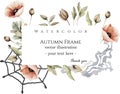 Halloween watercolor vector banner with dried flowers, smoke, potion, spiderweb, spooky gizmos, on white background